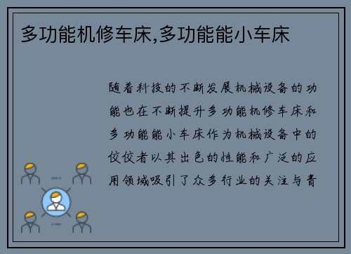 多功能机修车床,多功能能小车床