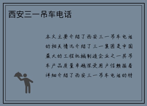 西安三一吊车电话
