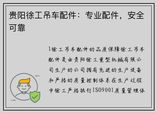 贵阳徐工吊车配件：专业配件，安全可靠